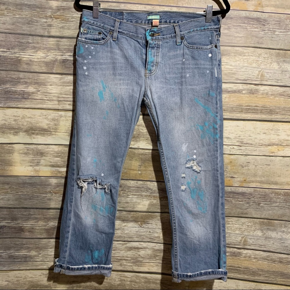 Hollister Paint Splatter Light Wash Crop‎ Jeans Sz7